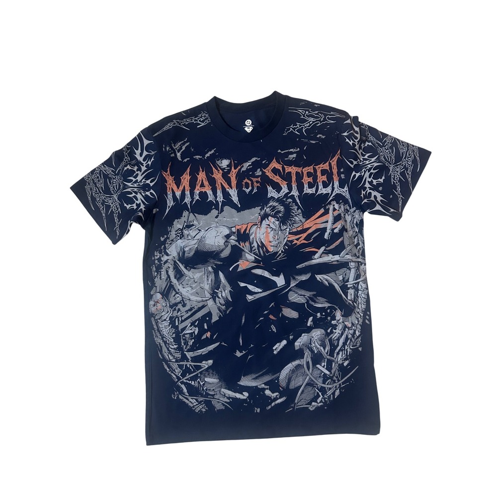DC Comics Man of Steel Mens Medium Navy Excellence Graphic T-Shirt 18x29